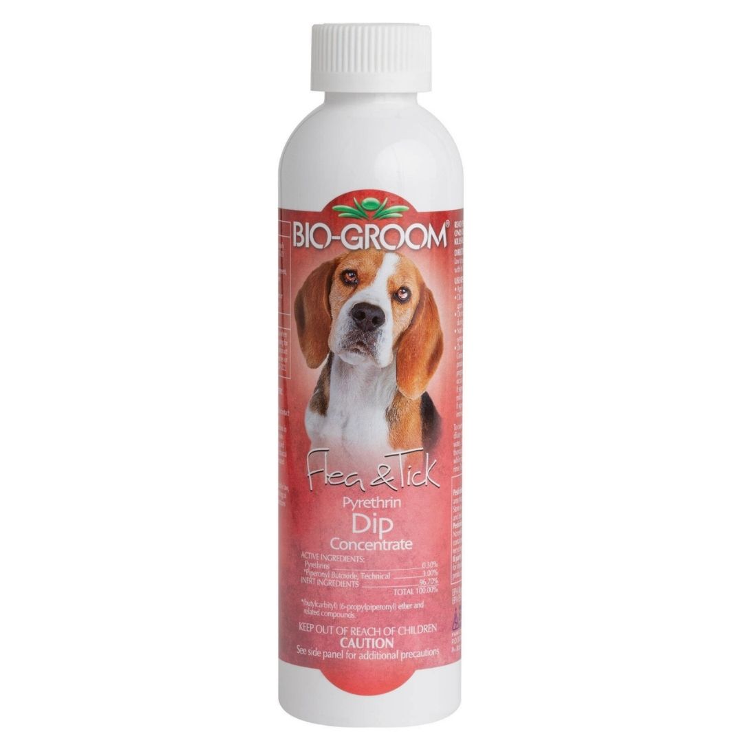 Bio-Groom flea & tick pyrethrin dip concentrate bottle, white cap, 8 oz