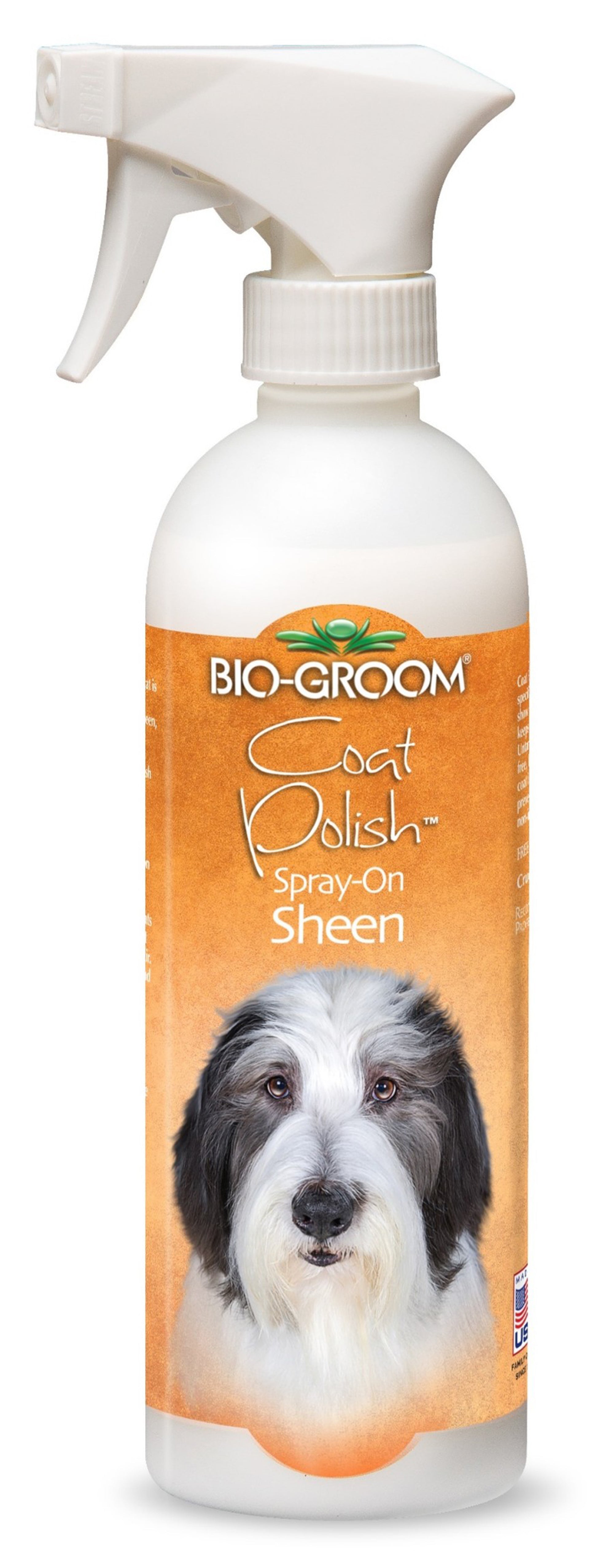 BIO-GROOM coat polish spray-on sheen bottle with trigger sprayer, 16 oz
