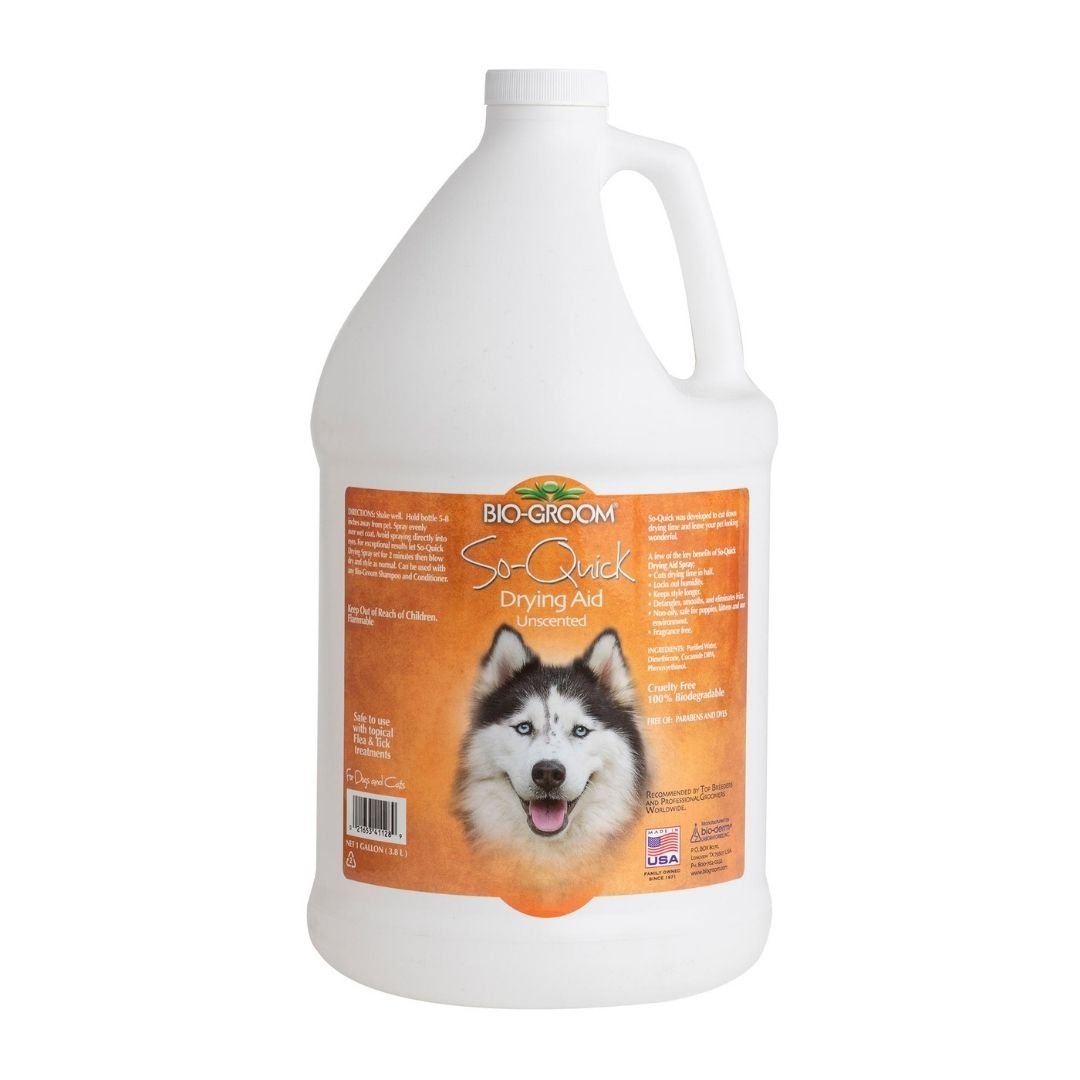 Bio-Groom So-Quick drying aid, 1 gal unscented jug bottle with orange label