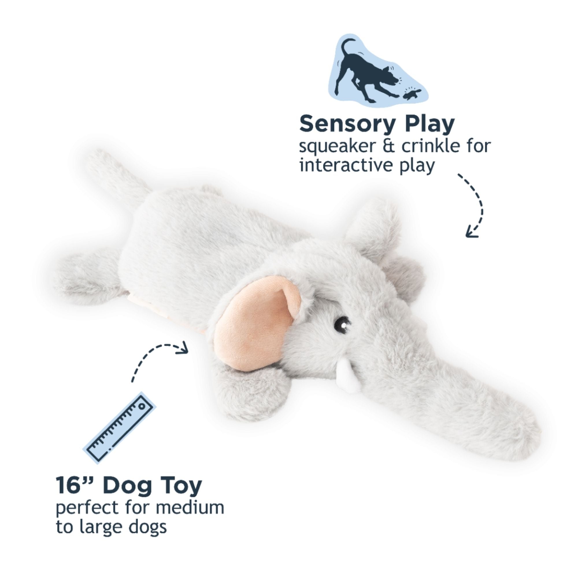Tall Tails Dog Stuffless Elephant 16 Inches
