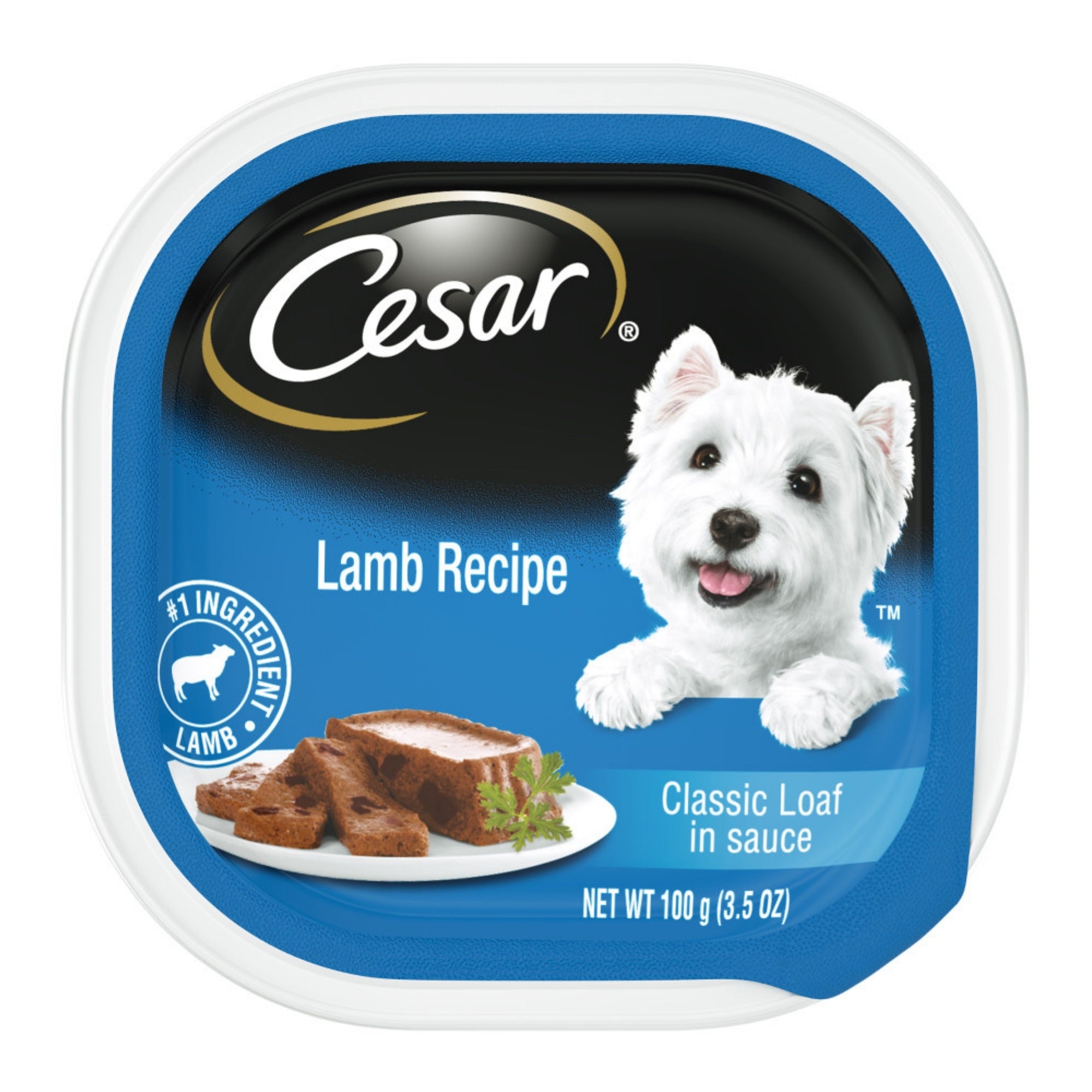 CESAR wet dog food tub, classic loaf in sauce, lamb recipe, 3.5 oz