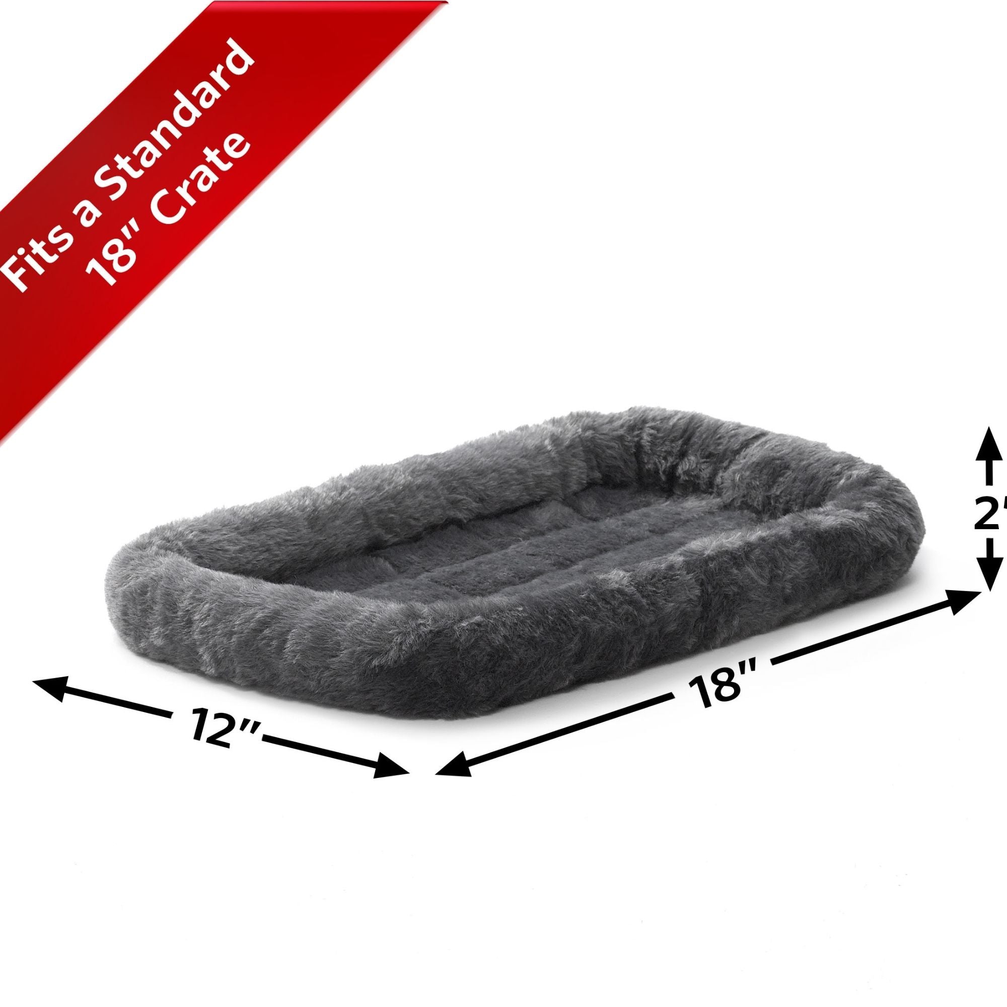 MidWest Homes for Pets Bolster Dog Bed Pearl Gray 1ea/12in X 18in.