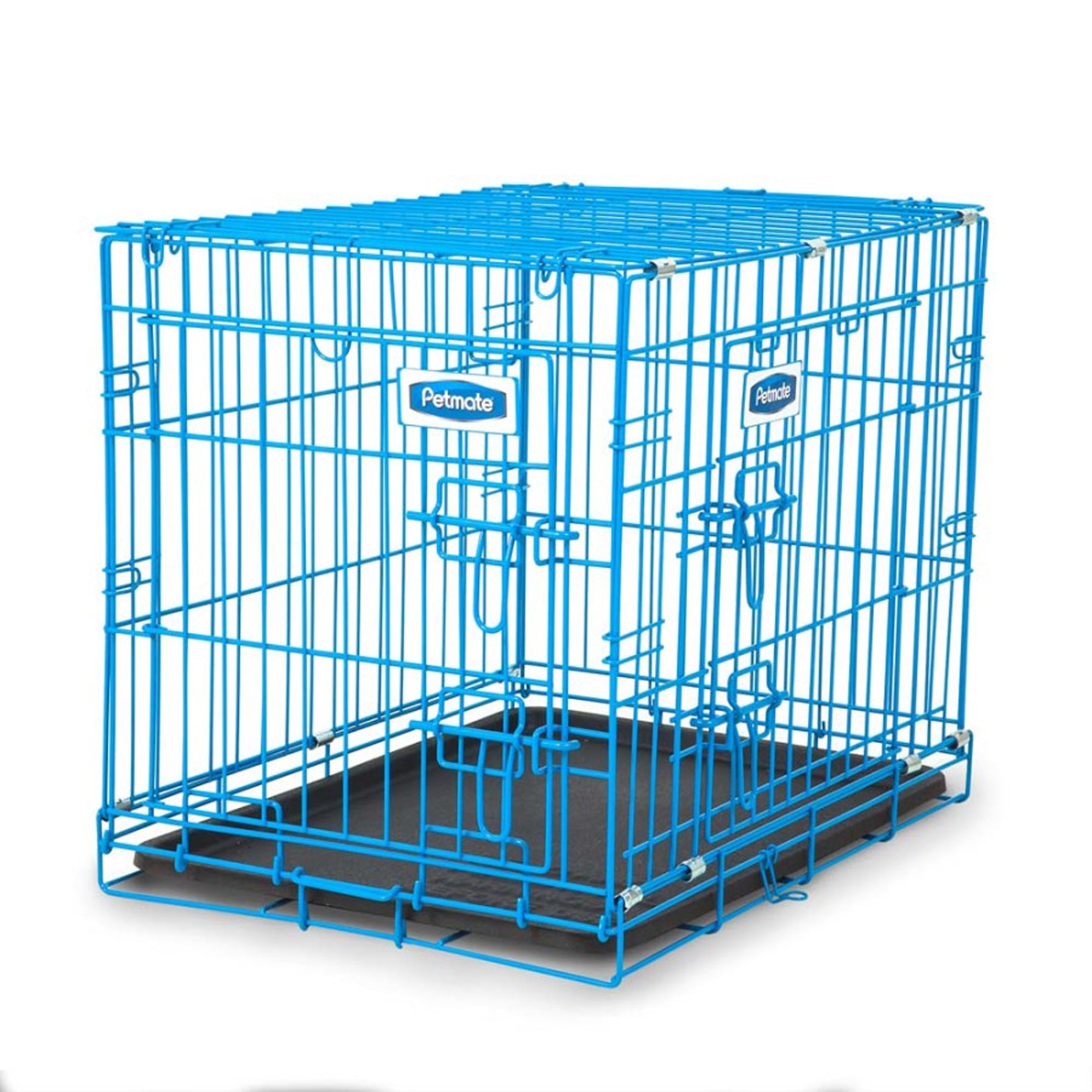 Petmate 2-door puppy training kennel, blue wire crate with double front doors