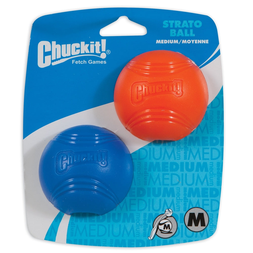 Chuckit! Strato Ball dog toy 2-pack: blue and orange medium ball
