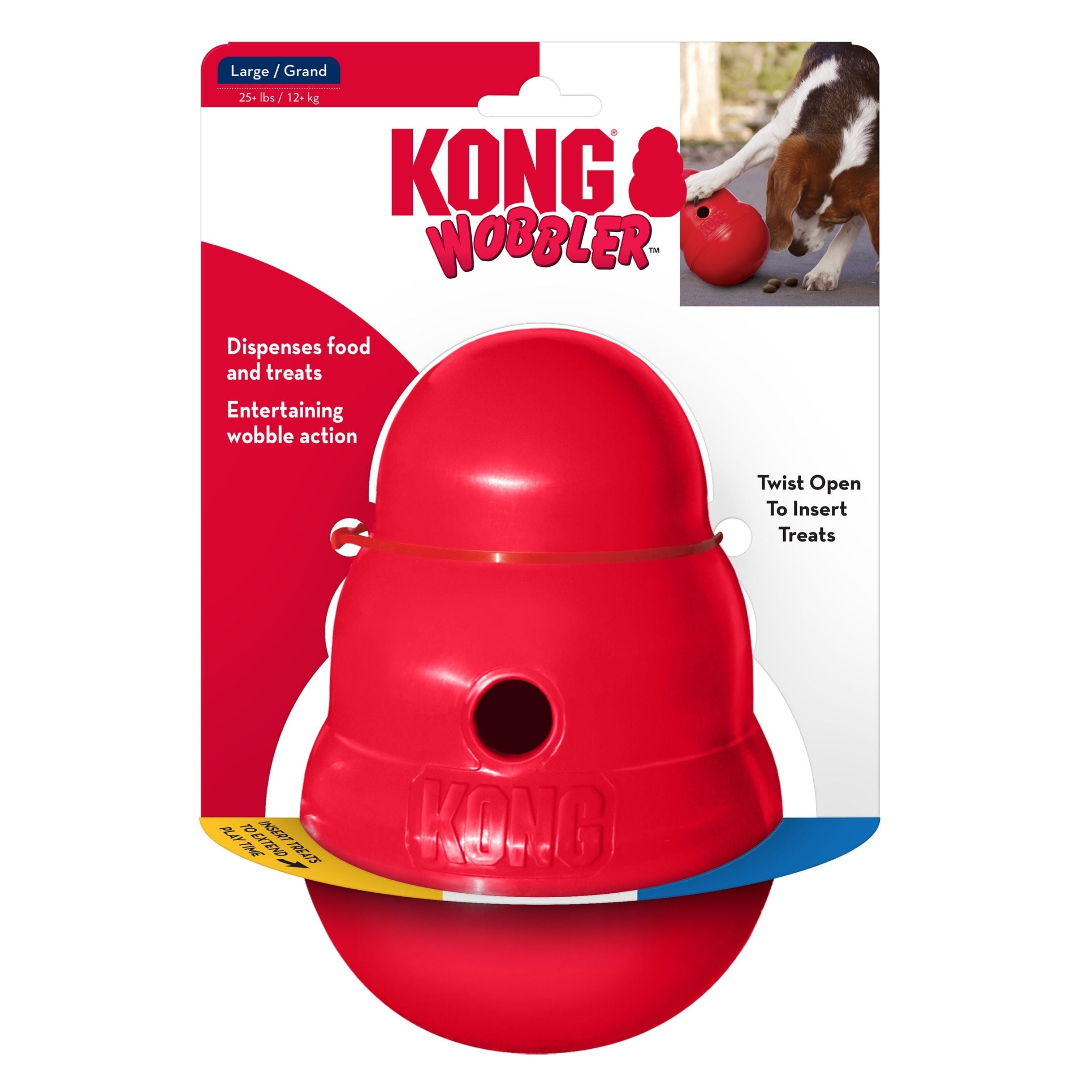 Kong Wobbler Food And Treat Dispenser Dog Toy Red 1ea/Lg Default Title