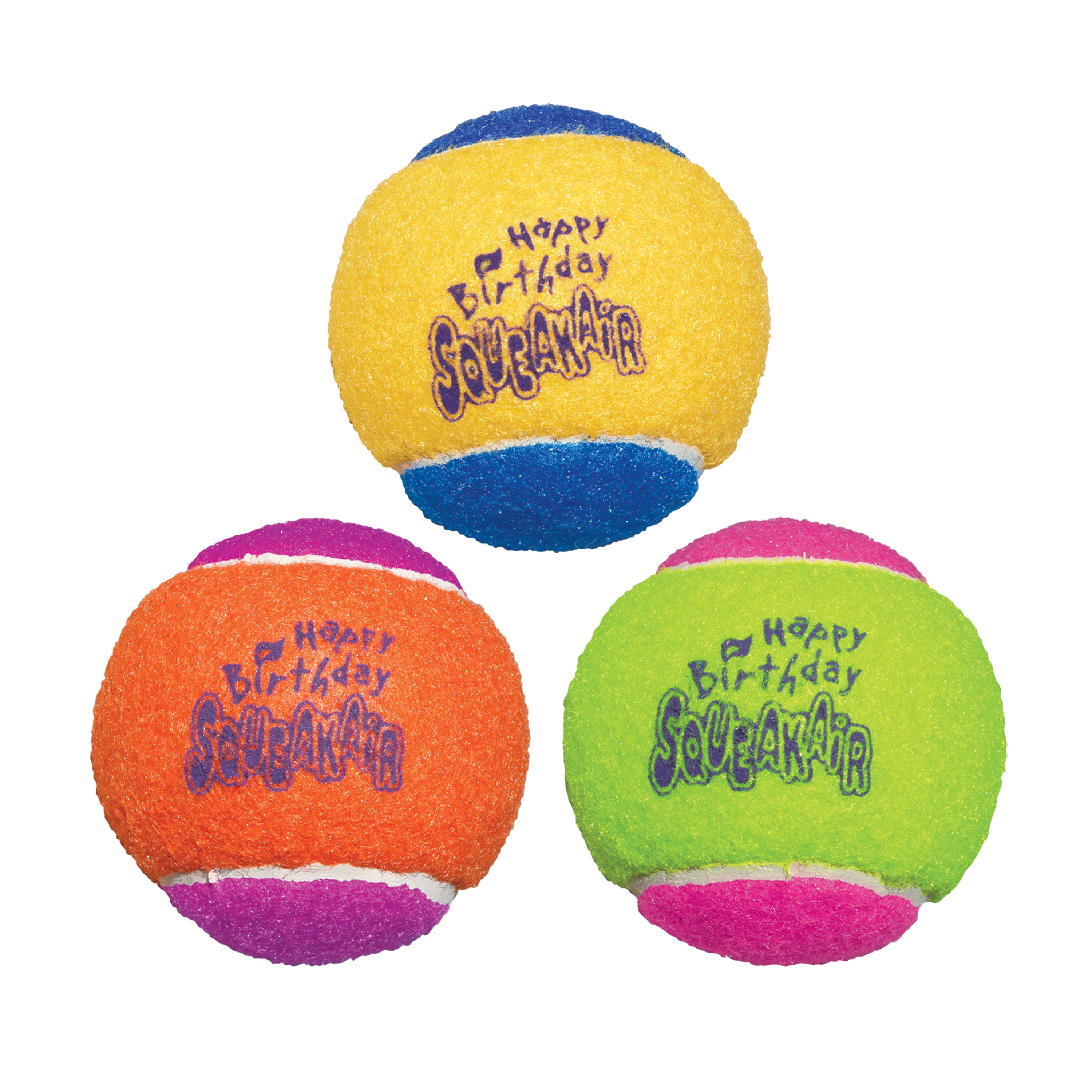 KONG SqueakAir Birthday Tennis Balls Dog Toy Medium 3pk