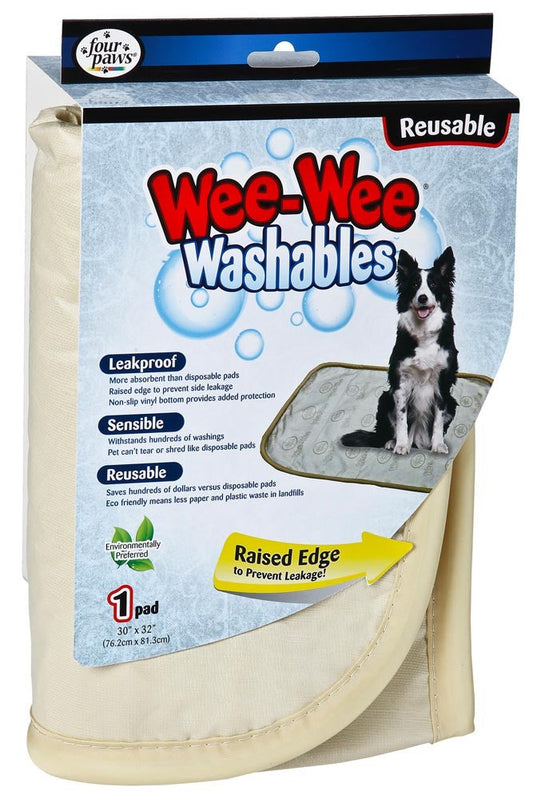 Washable reusable puppy pad with raised edge, leakproof, 30 x 32 in