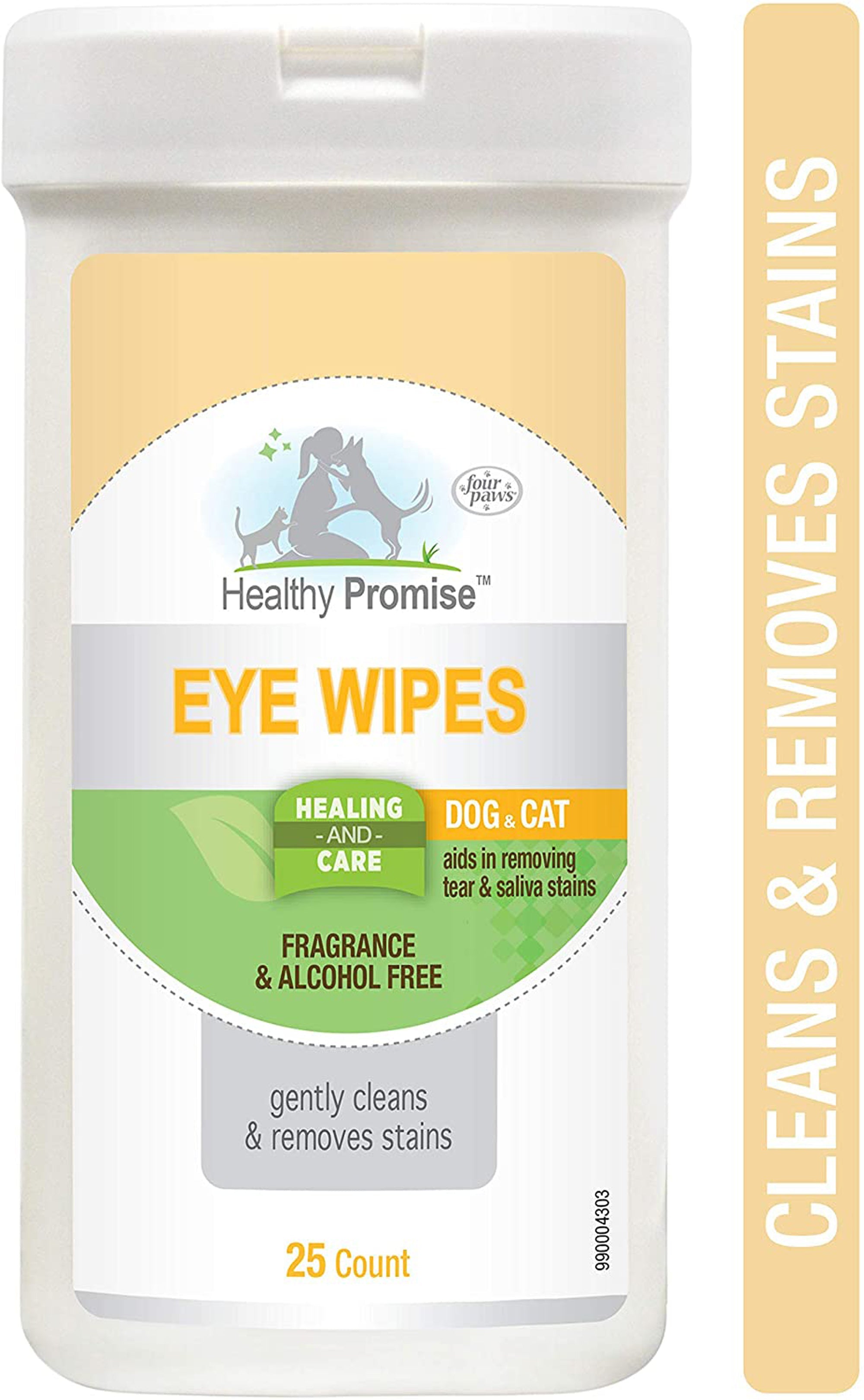 Eye wipes container for dogs and cats; healing and care, fragrance & alcohol free, 25 count