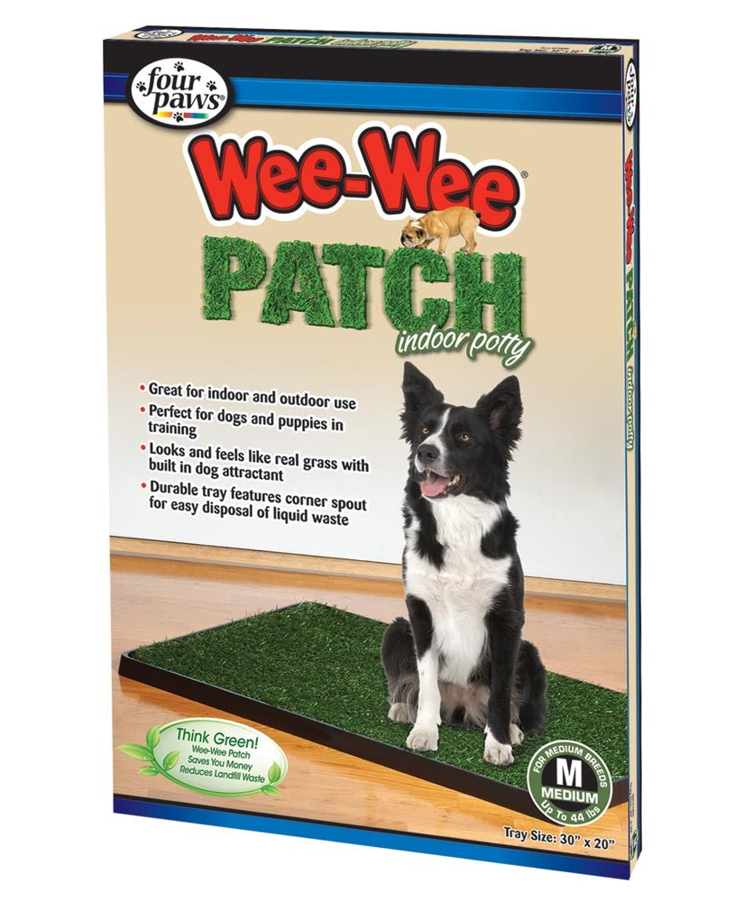 Four Paws Wee-Wee Indoor Potty Patch medium box with dog illustration