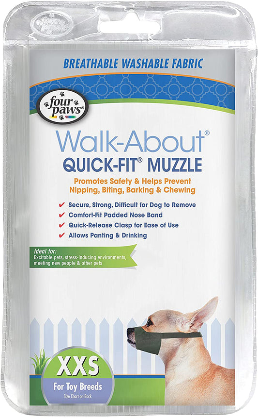 Four Paws Quick-Fit dog muzzle, XXS, breathable washable fabric with padded nose band