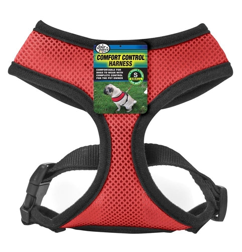 Four Paws Comfort Control dog harness, red mesh with black trim and front straps