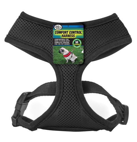 Black comfort control dog harness with adjustable straps and padding, Medium