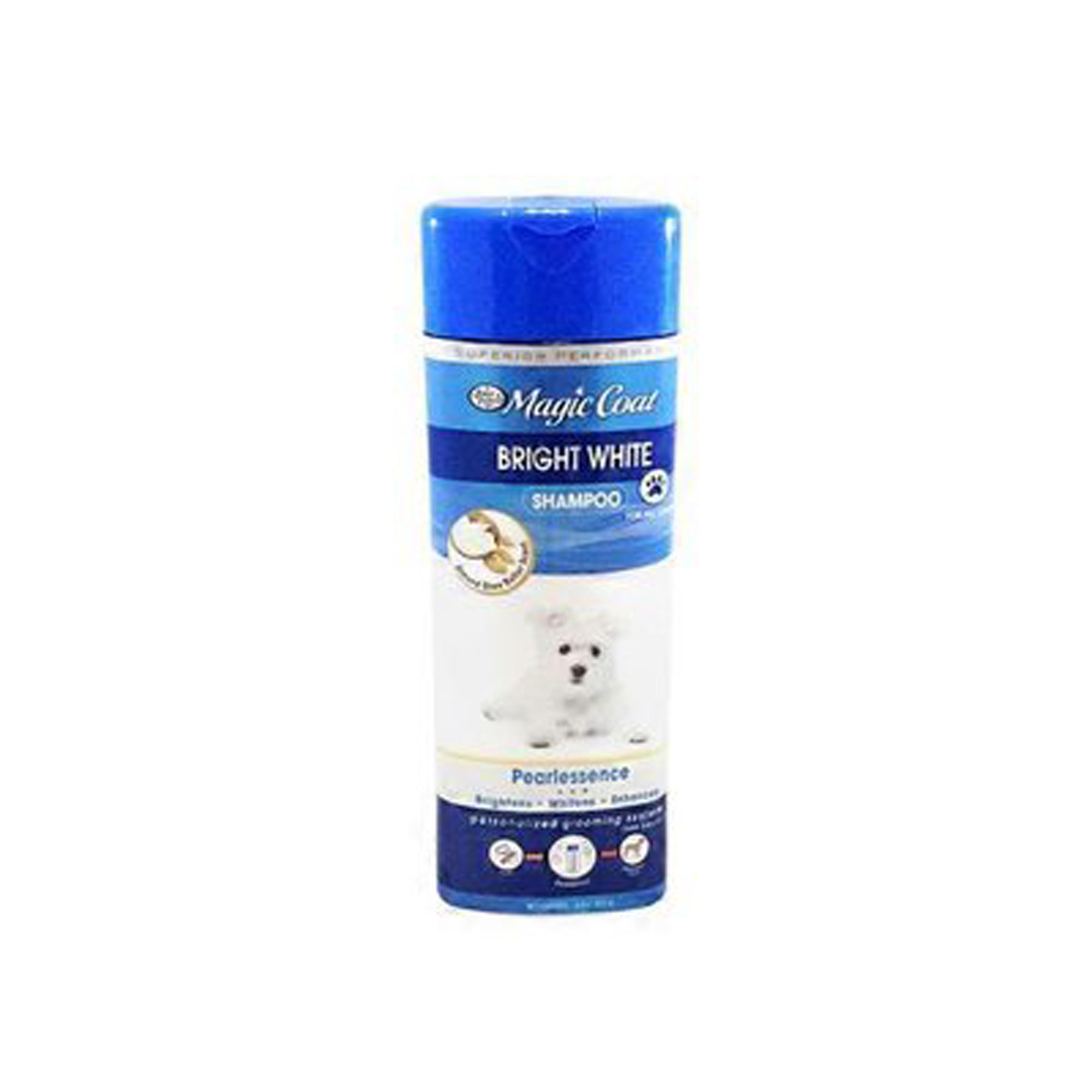 Four Paws Magic Coat Bright White dog shampoo bottle with blue cap