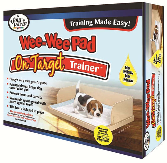 Dog potty training tray and pee pad, cardboard box packaging with window