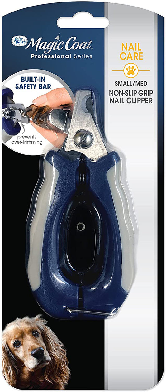 Pet nail clipper with built-in safety guard and non-slip grip, small/medium size
