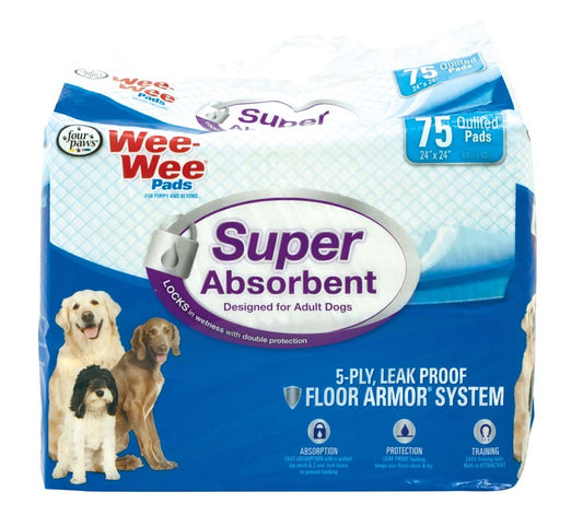 Super absorbent dog pee pads, 75-count package, 5-layer leakproof floor protector