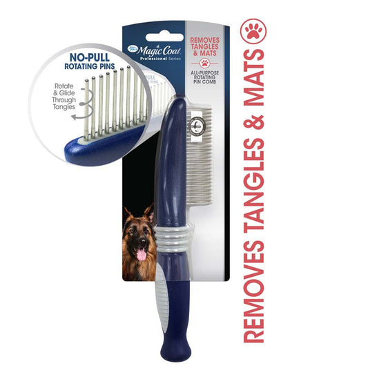 Blue rotating pin dog comb with guide and no-pull pins