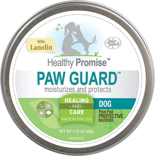 Dog paw guard balm tin with lanolin, moisturizes and protects paw pads