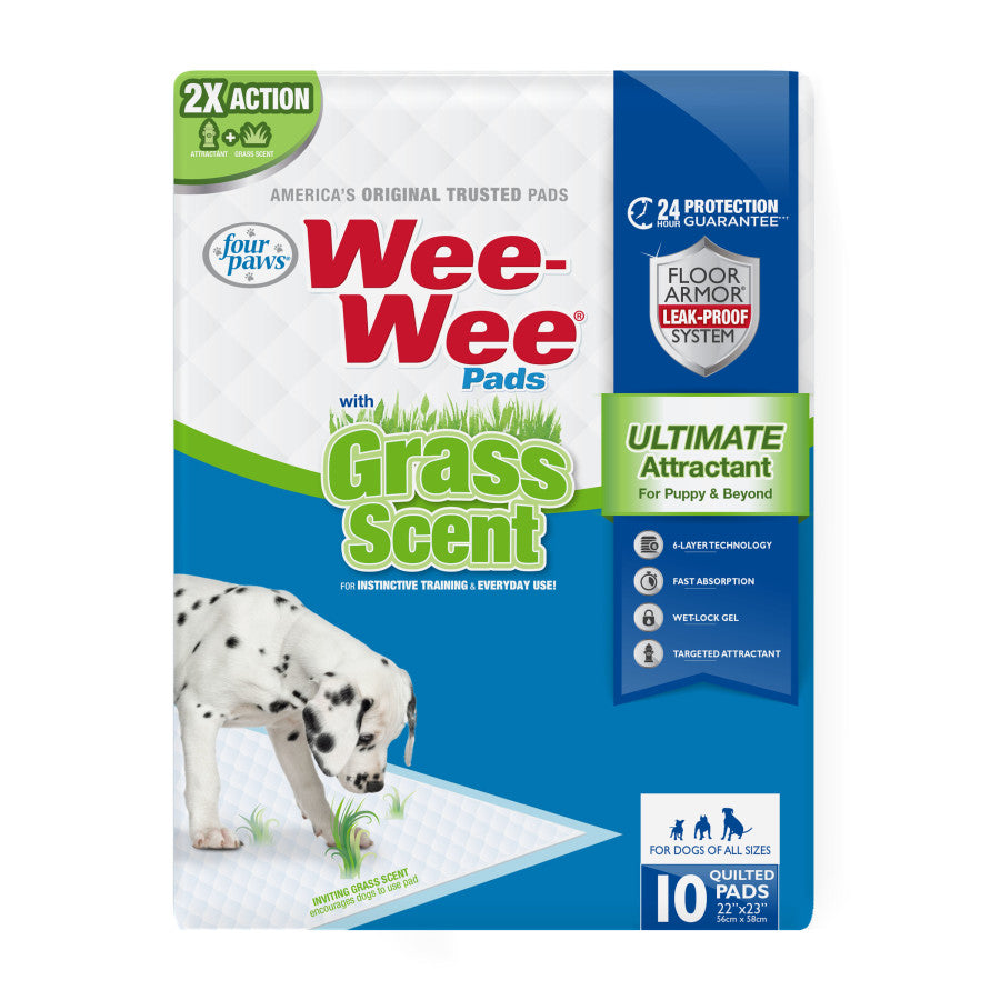 Wee-Wee grass-scented puppy pads pack with 10 leak-proof pads, 22 in x 23 in