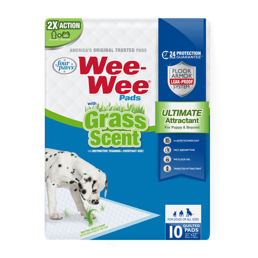 Wee-Wee grass-scented puppy pads pack with 10 leak-proof pads, 22 in x 23 in