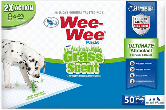 Grass-scented puppy pads, 50-count