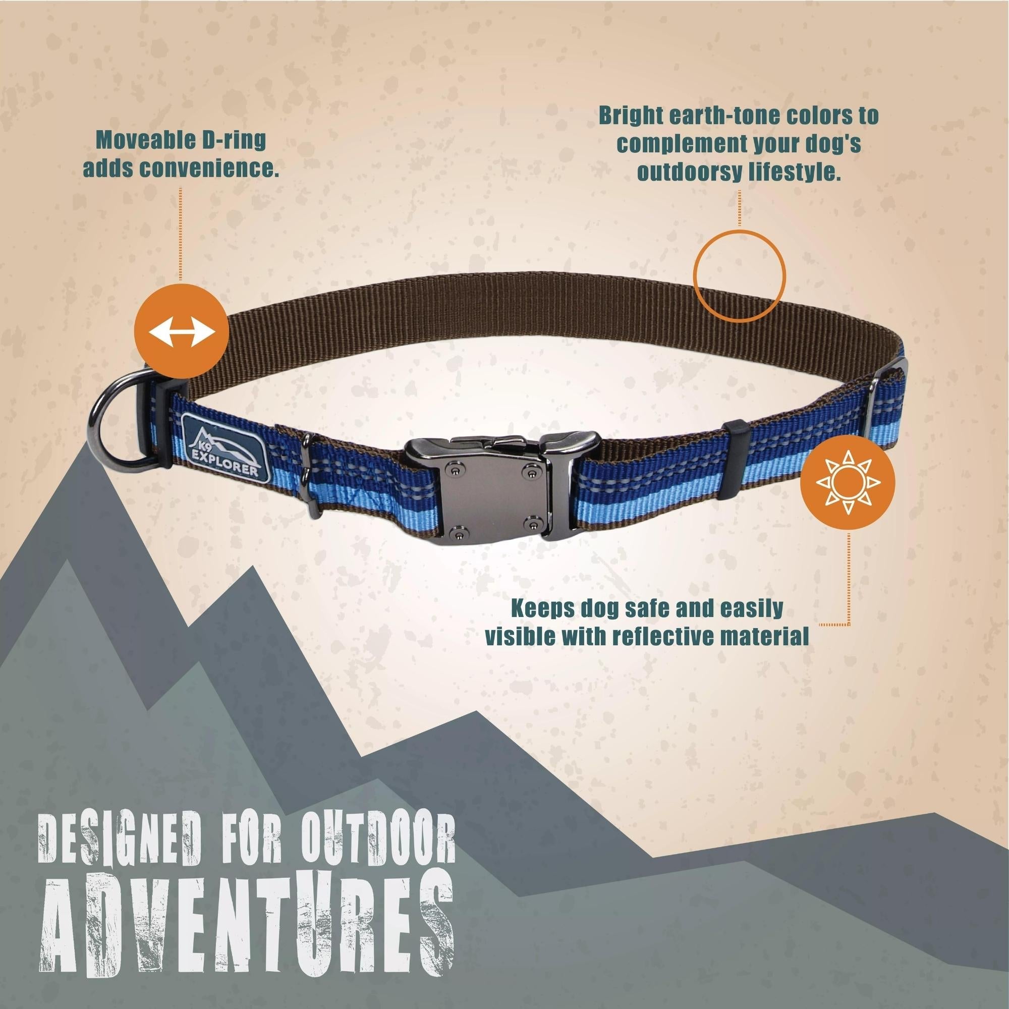 K9 Explorer Brights Reflective Adjustable Dog Collar Desert Extra Small 5/8"x 8"-12" Default Title