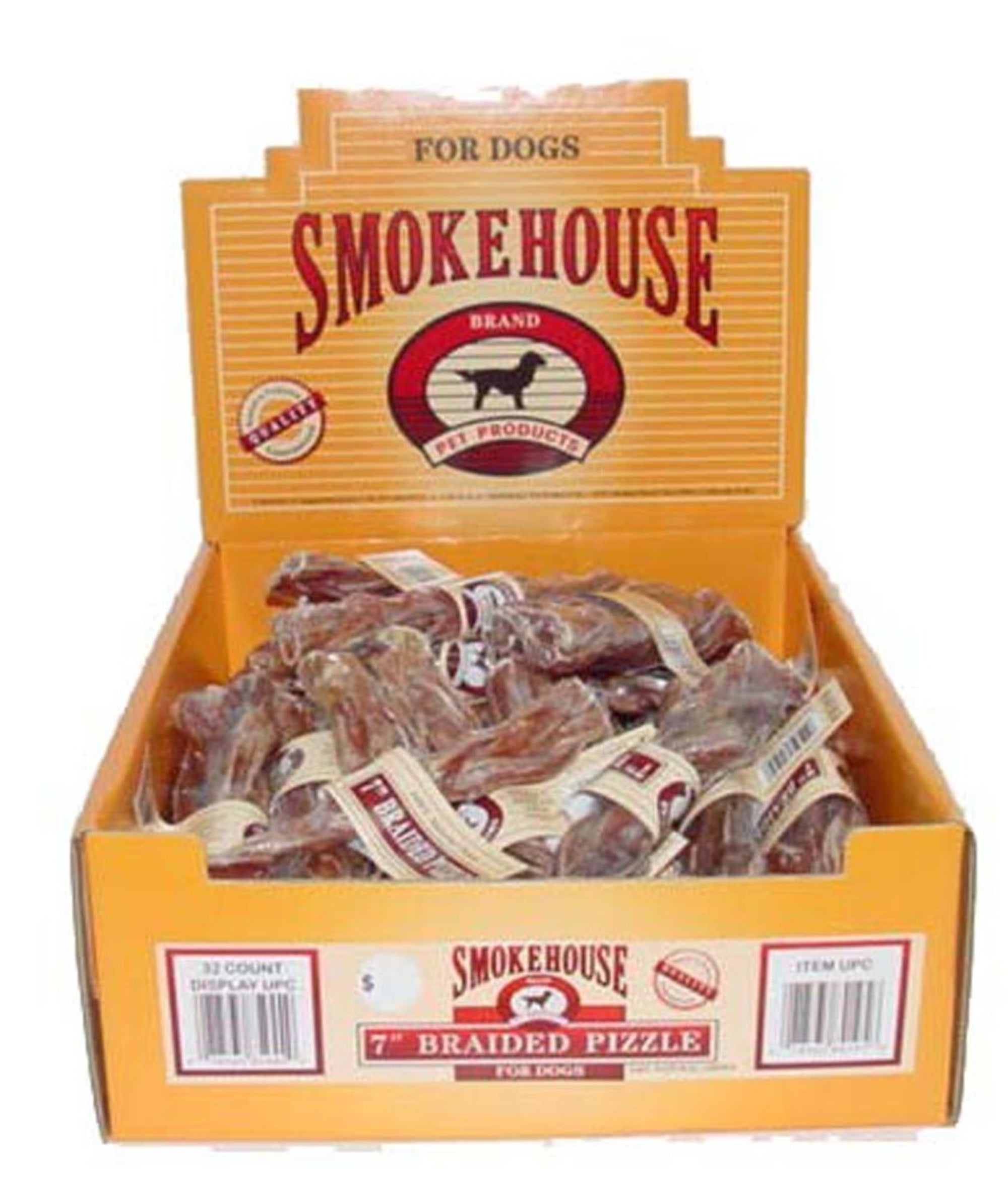 Smokehouse USA Made Braided Pizzle Shelf Display Box 7in/32ct