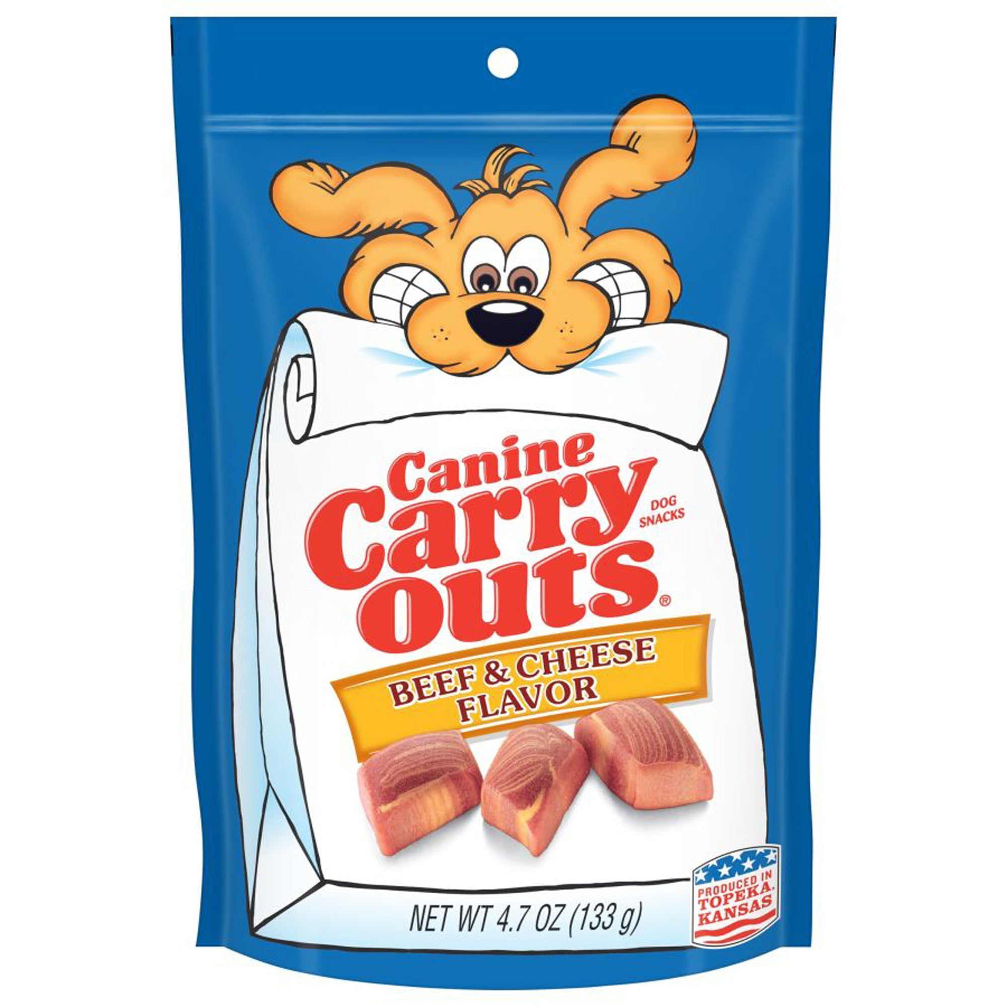 Dog treat pouch with Beef & Cheese flavor