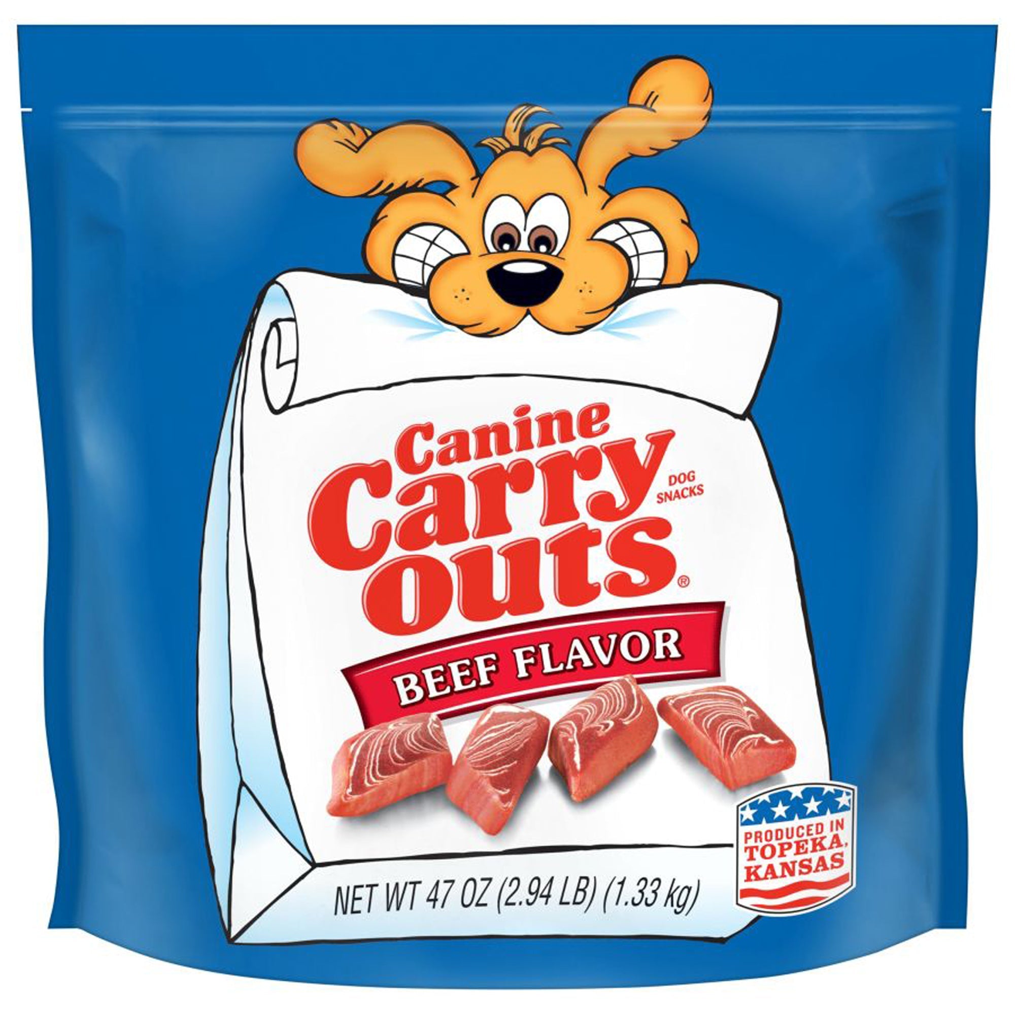 Canine Carry Outs beef flavor dog treats, 47 oz pouch