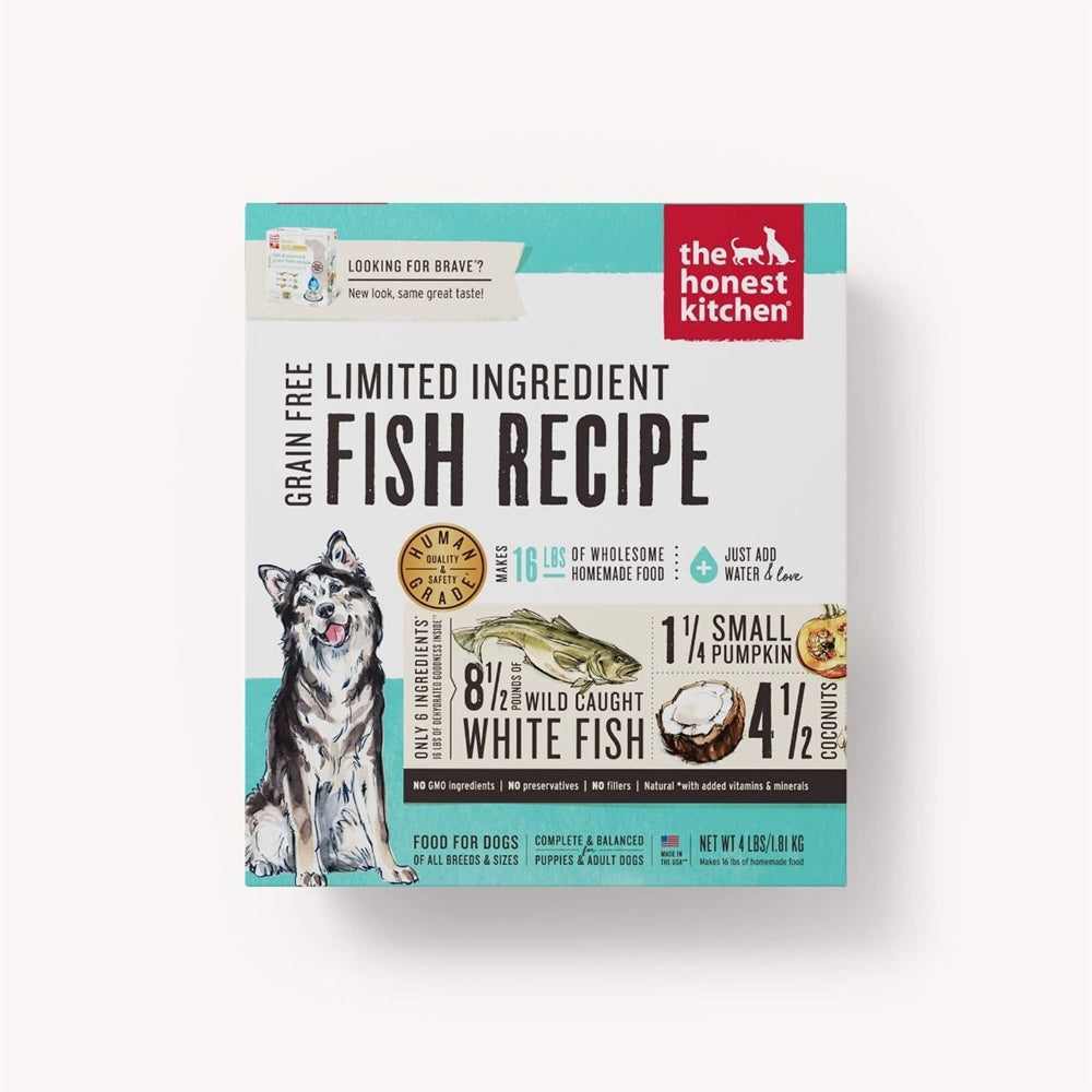 Limited ingredient fish recipe dehydrated dog food bag, 4 lb