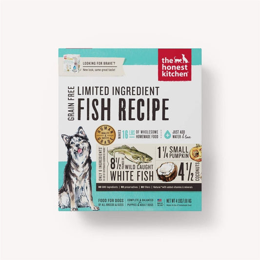 Limited ingredient fish recipe dehydrated dog food bag, 4 lb