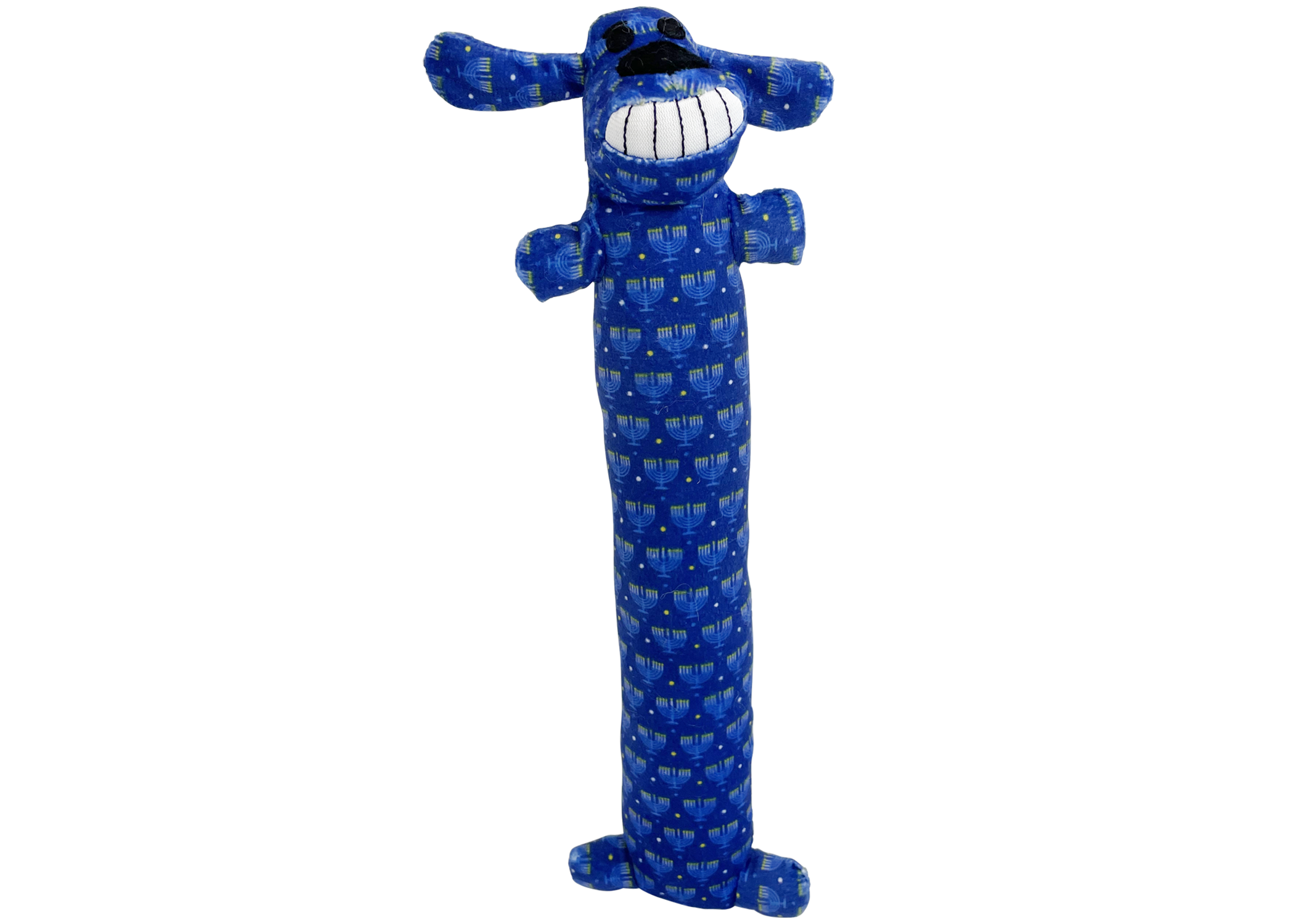 Blue plush loofa dog toy, 12-inch tall