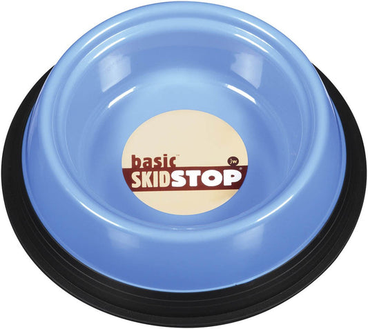 JW Pet Skid Stop dog bowl, blue with non-slip black base