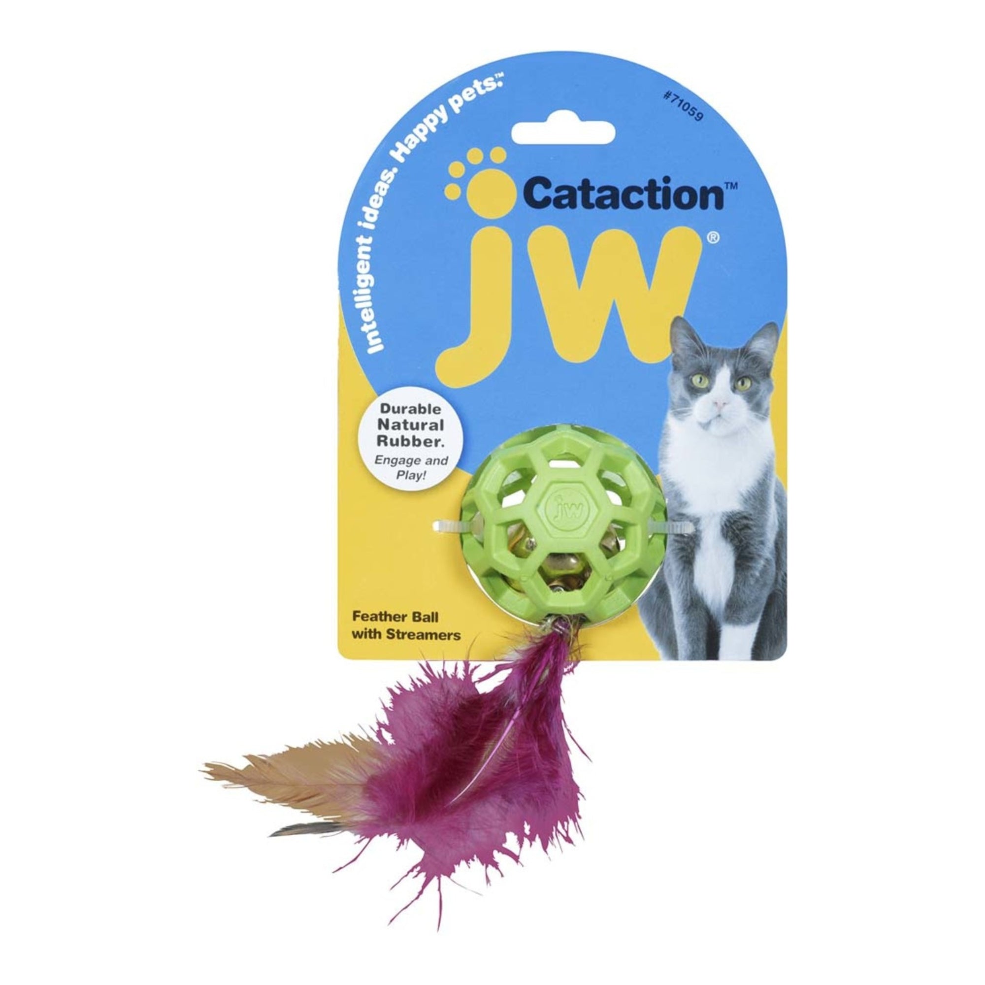 JW Cataction Feather Ball with Bell Cat Toy