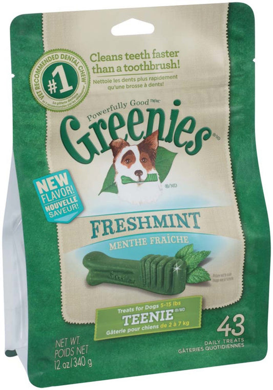 GREENIES Freshmint teenie dog dental treats bag, 43-count, mint flavored