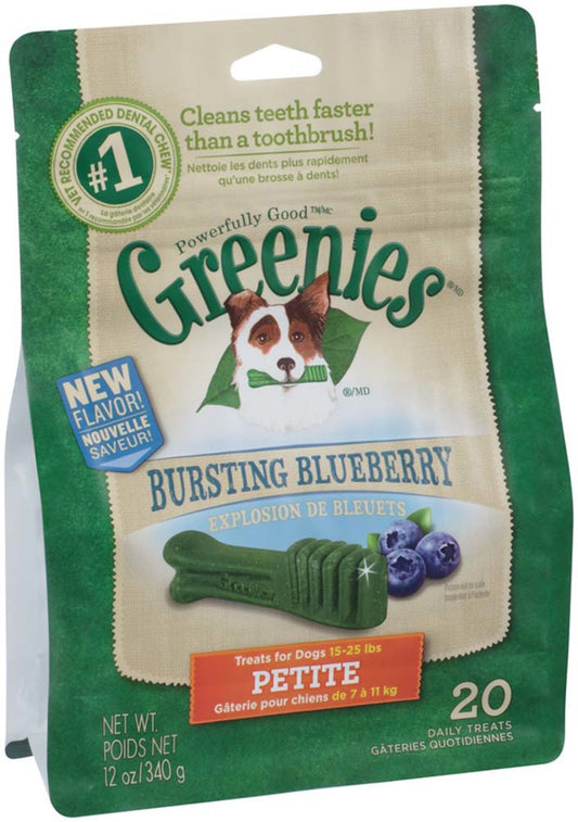 Greenies Bursting Blueberry Petite dental treats, 12 oz bag, 20 daily treats