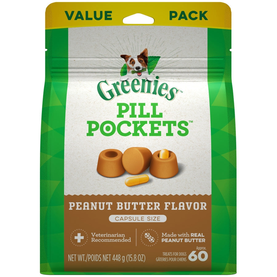 Greenies Pill Pockets peanut butter-flavor dog treat capsule pocket pouch, 15.8 oz