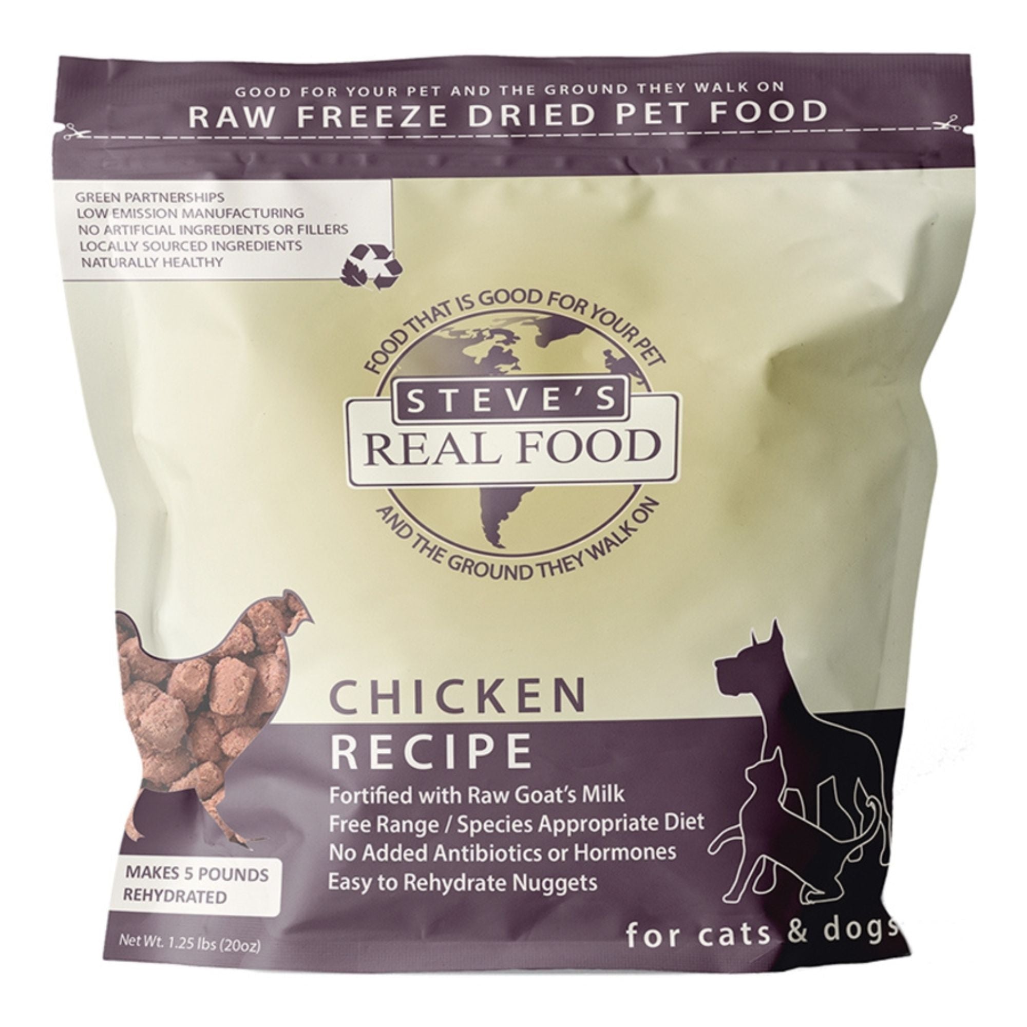 Steve's Real Food Dog & Cat Freeze-Dried Chicken Nuggets 1.25Lbs