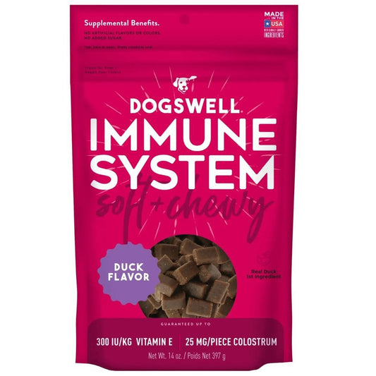 Dogswell immune system soft chews dog treat bag, duck flavor, 14 oz