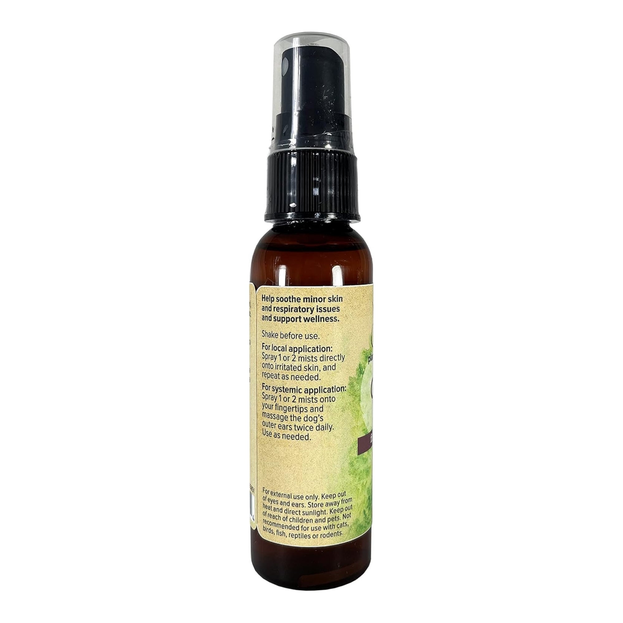 Earth Heart Guard Well aromatherapy spray bottle, side label with usage directions
