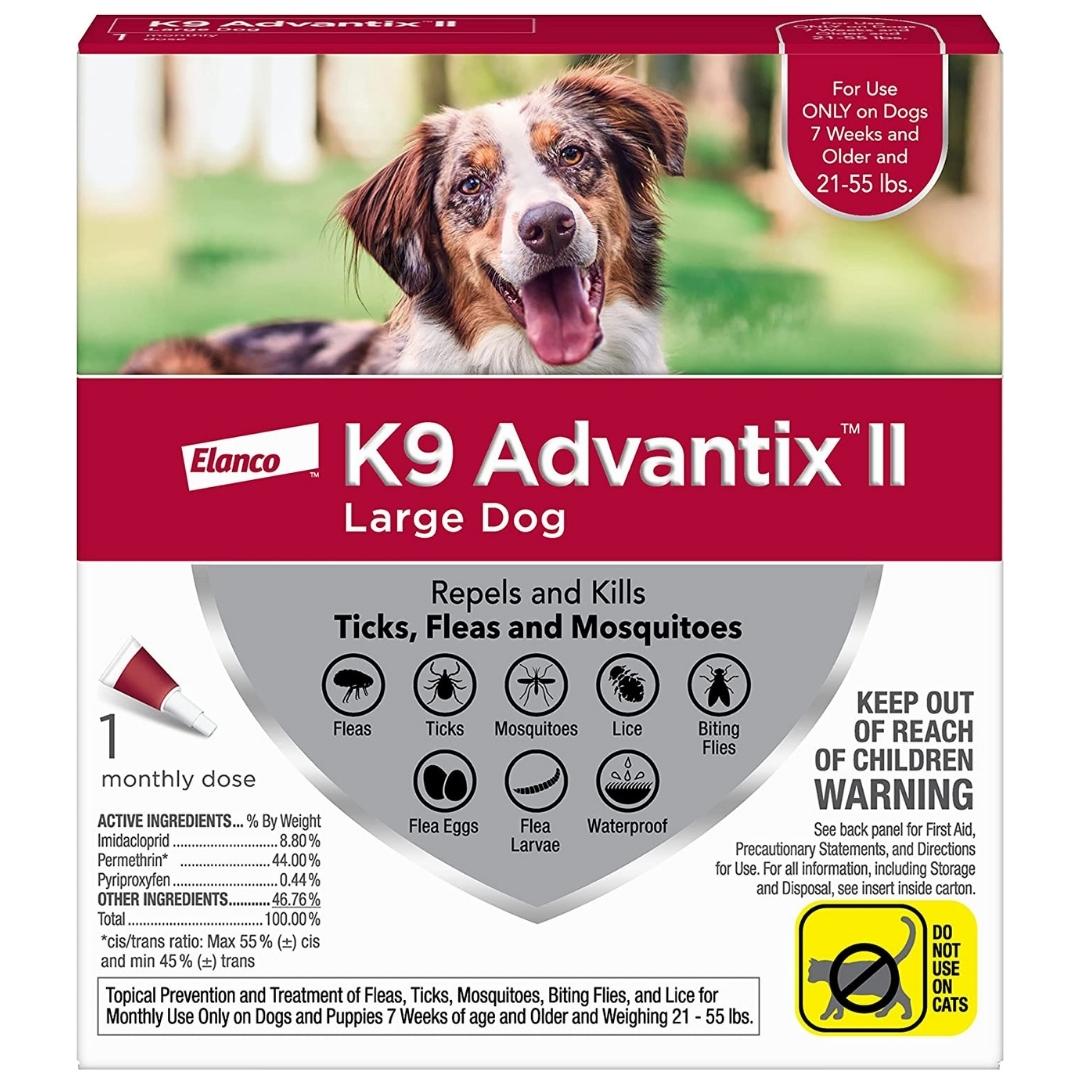 Dog flea, tick, and mosquito protection topical monthly dose box for large dogs 21-55 lb