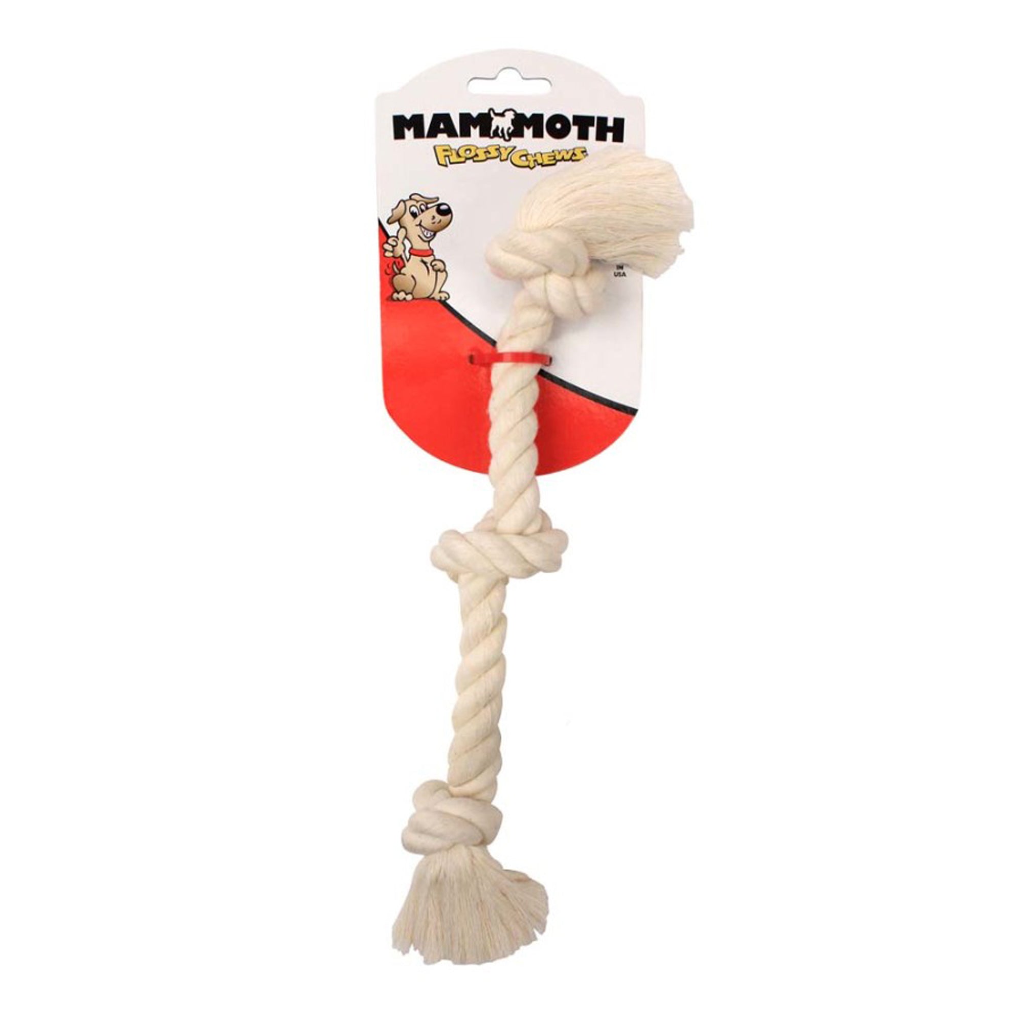 Mammoth Pet Products cotton rope tug toy, white, three-knot design