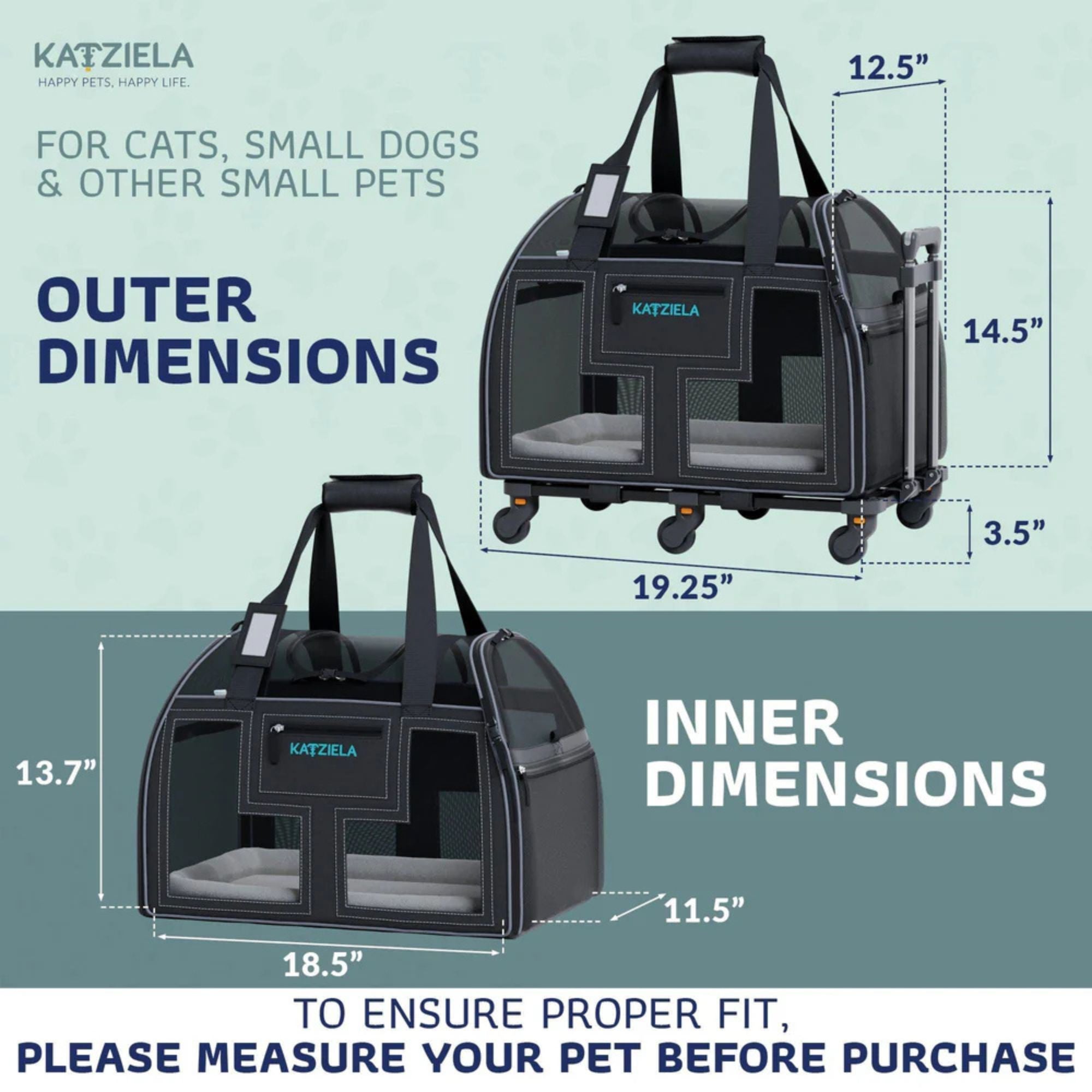 Katziela Luxury Lorry Wheeled Carrier Gray