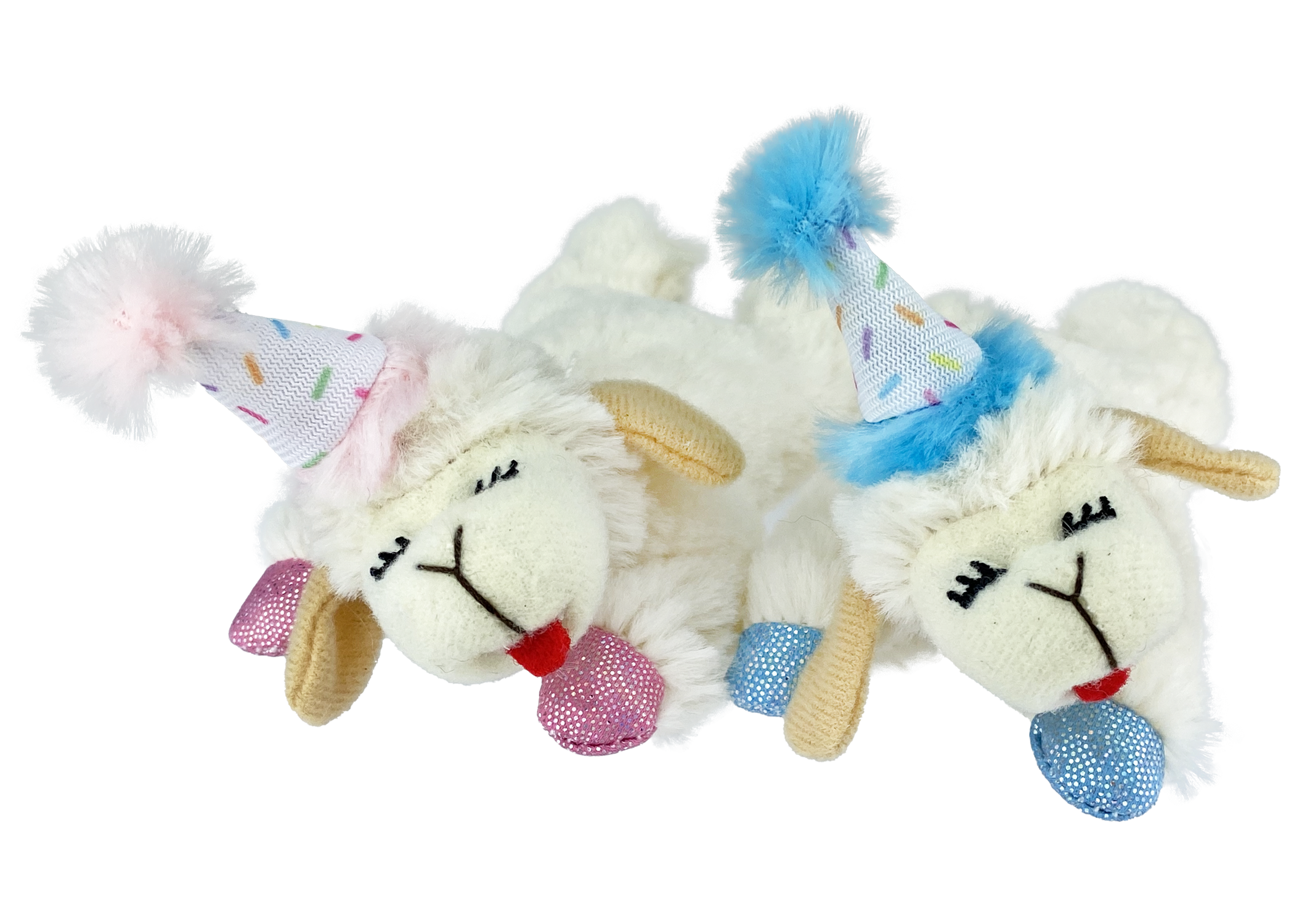 Multipet Lamb Chop Birthday Cat Toy 4" Blue