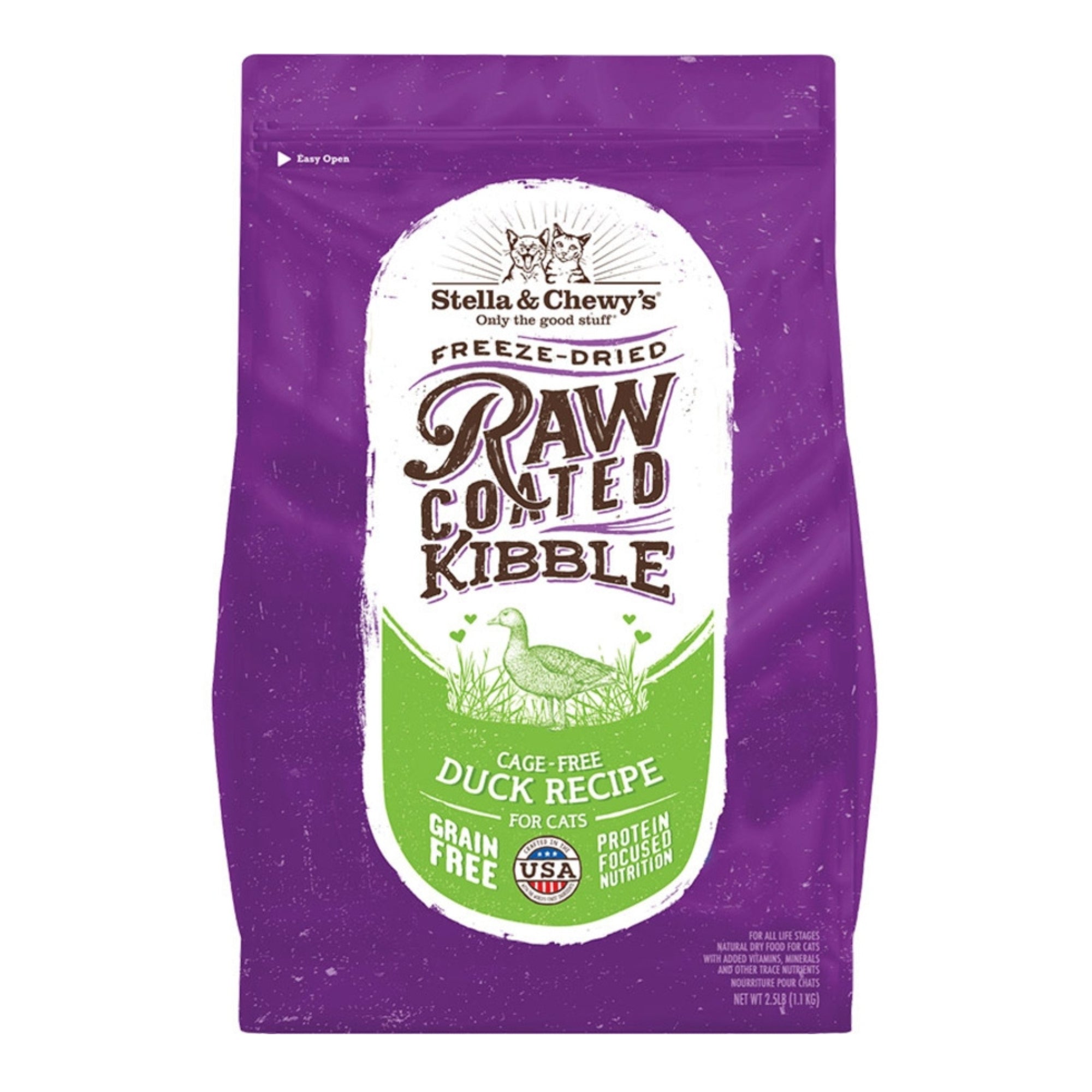 Stella & Chewys Cat Kibble - Raw Coated Cage Free Duck Recipe 2.5Lbs