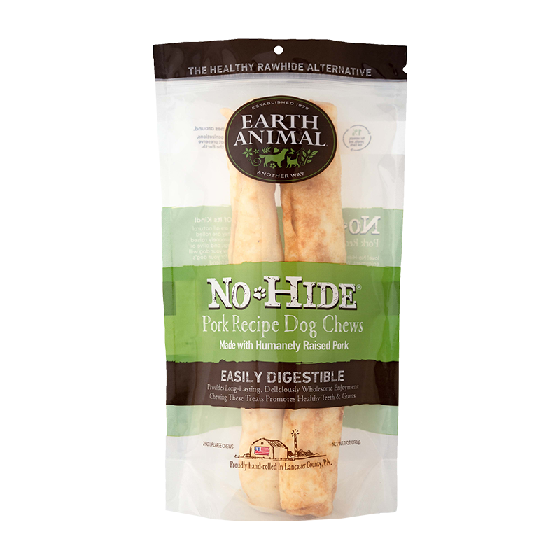Earth Animal No-Hide pork recipe dog chews, 11-inch chew bag