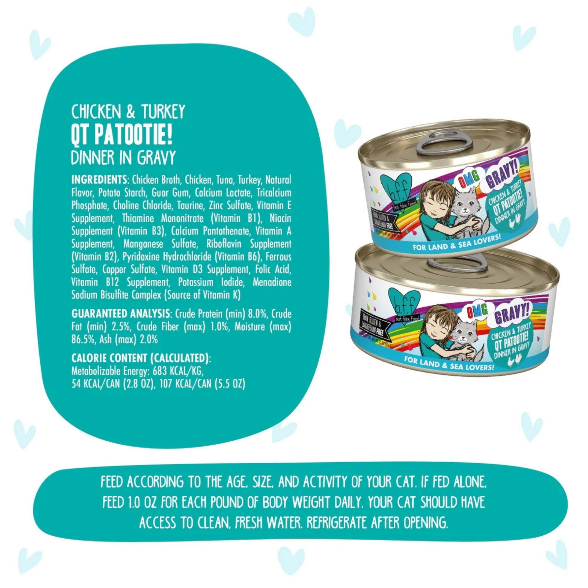 BFF Cat Omg Gravy Qt Patootie Chicken & Turkey 2.8oz. - (Case of 12)