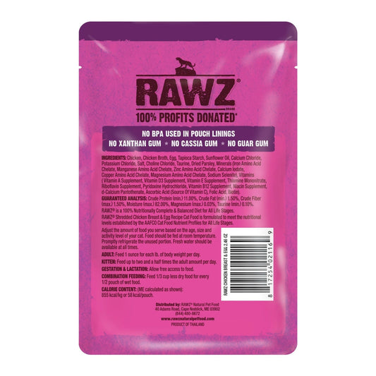 Rawz Shredded Cat Pouch Chicken Breast Egg 2.4oz. (Case of 8)