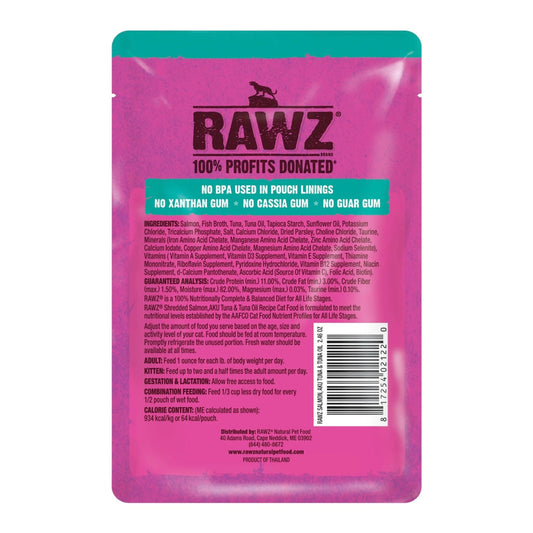 Rawz Shredded Cat Pouch Salmon Aku Tuna 2.4oz. (Case of 8)
