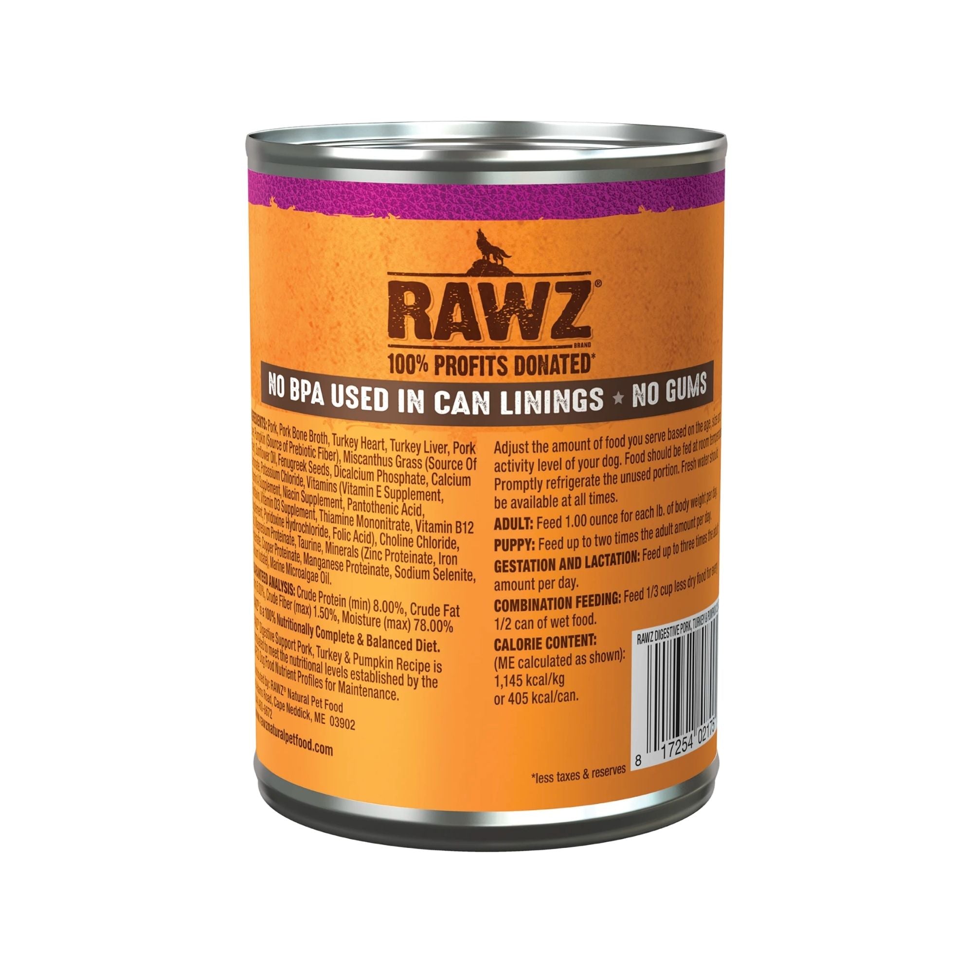 Rawz Digestive Dog Pork Turkey Pumpkin Pate 12.5oz. (Case of 12)